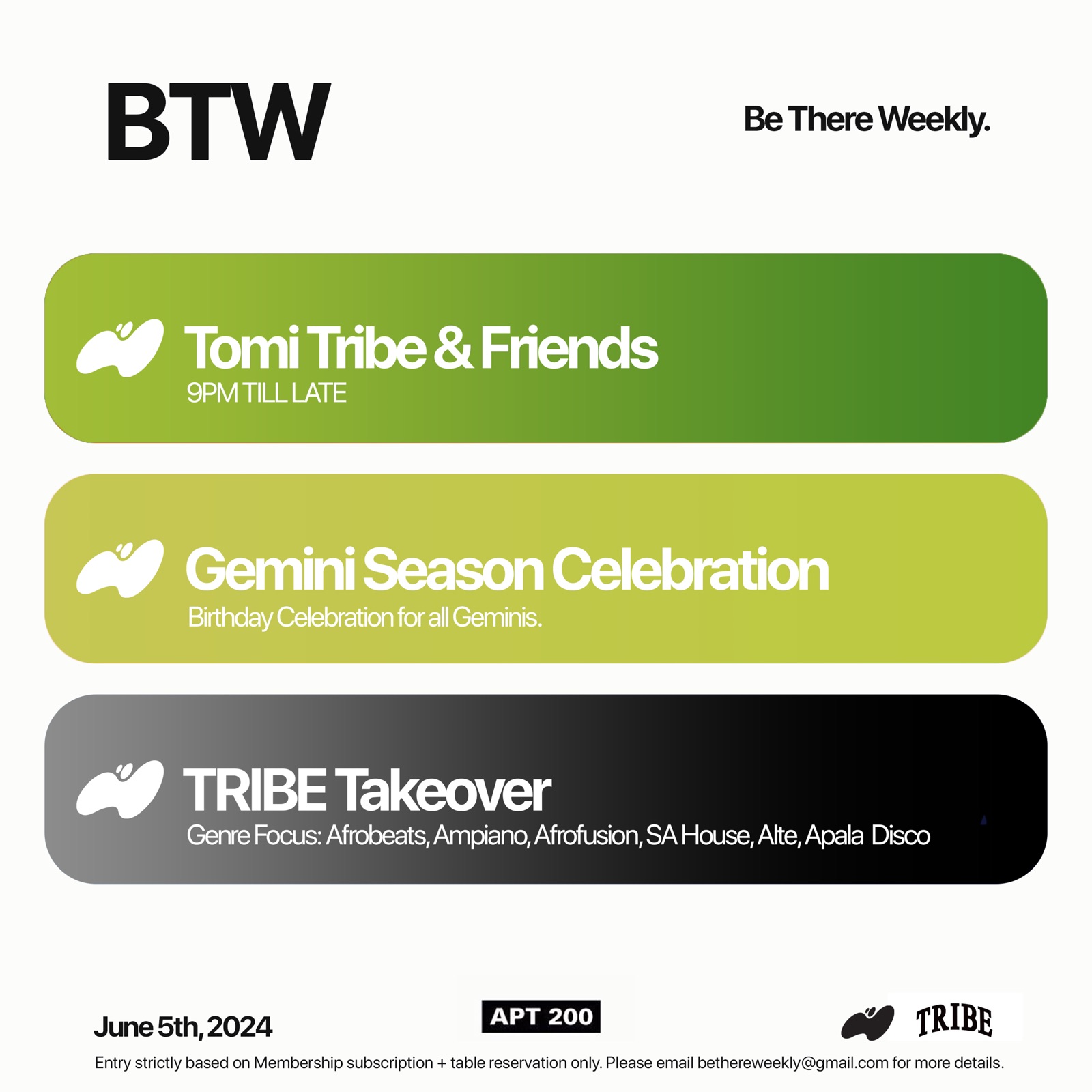 Be There Weekly lineup poster
